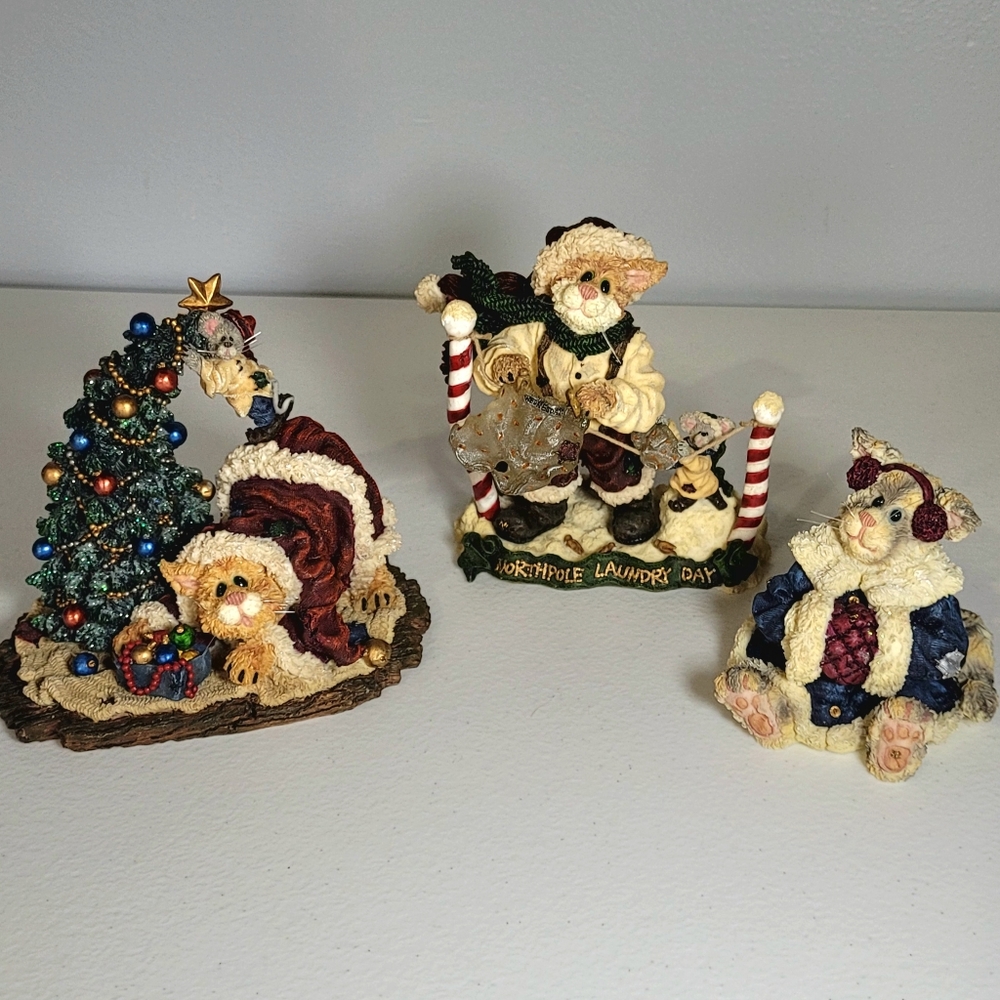 Boyd’s Bears Purrstone Collection of 3 Christmas Cats Figurines